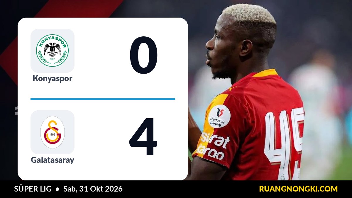Hasil Konyaspor vs Galatasaray 0-4: Konyaspor Baru Raih 8 Poin