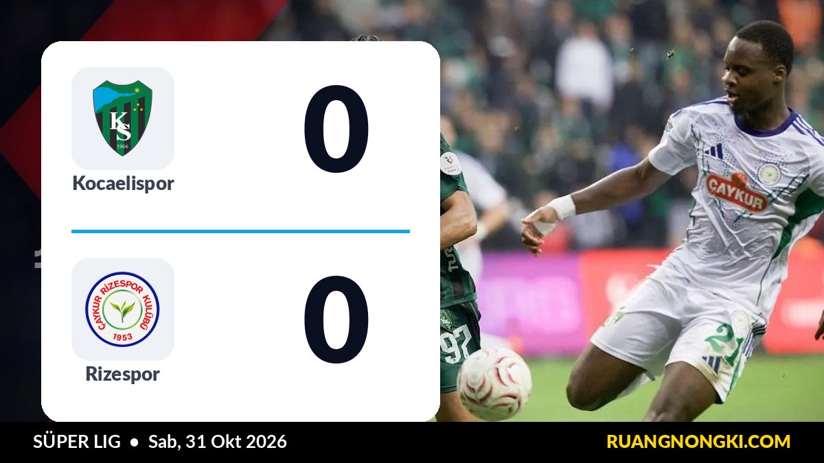 Hasil Kocaelispor vs Rizespor 0-0: 7 Kartu Kuning di Laga Buntu