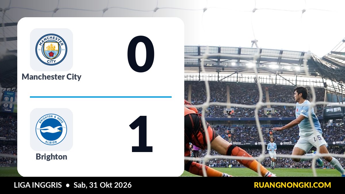 Hasil Manchester City vs Brighton 0-1: City Tumbang 2 Laga Beruntun