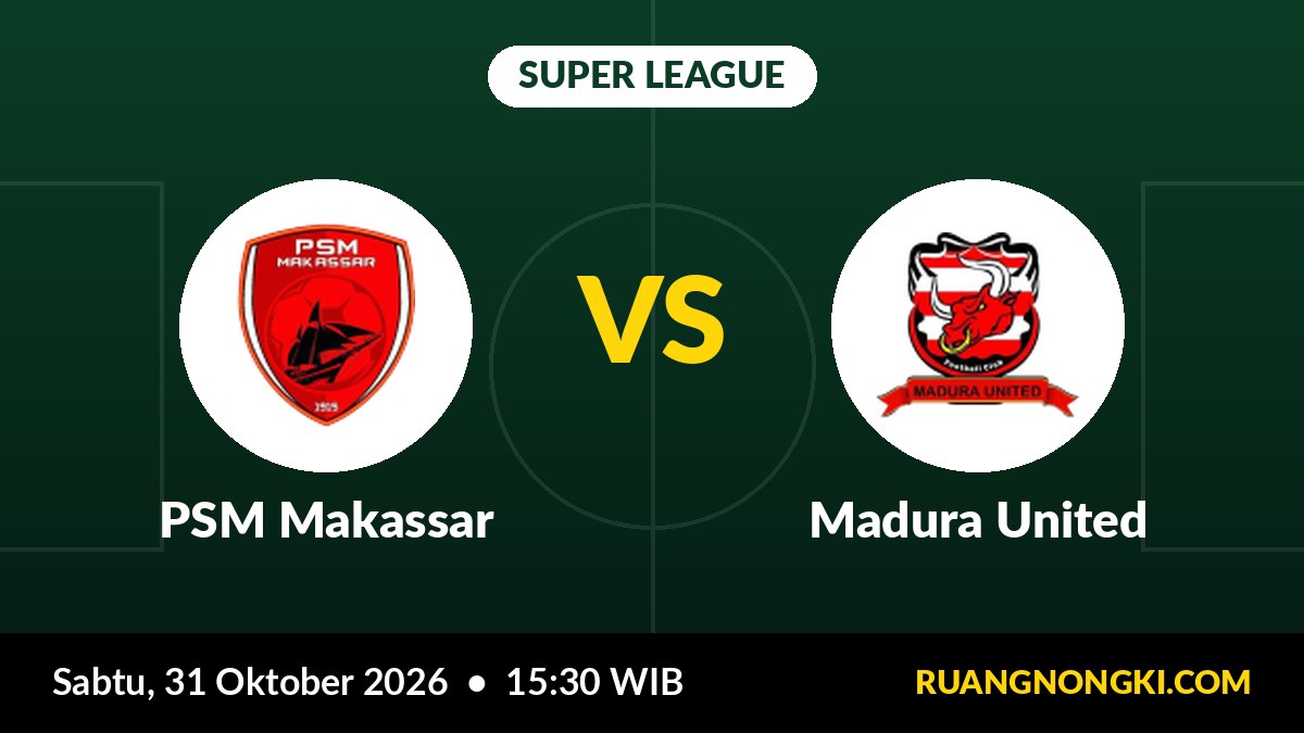 Prediksi PSM Makassar vs Madura United 31 Okt: Skor 1-2, Laga Ketat, Madura United 39%